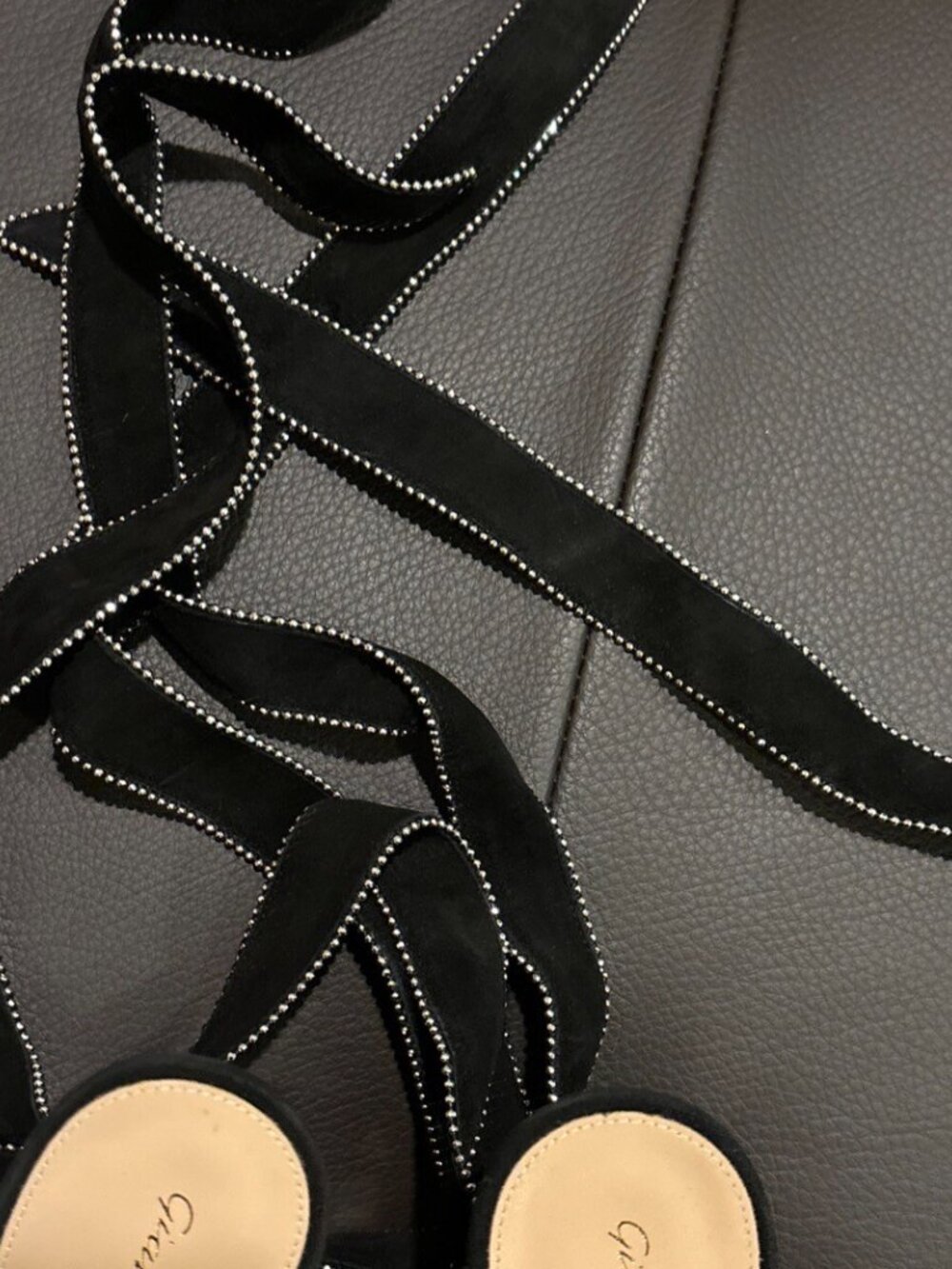 Gianvito Rossi Black Suede Ankle-Tie Sandal Heels Bow - Picture 4 of 8